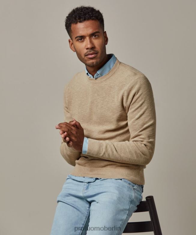 Kleidung de Profuomo Männer Rundhalsausschnitt Beige BR442232
