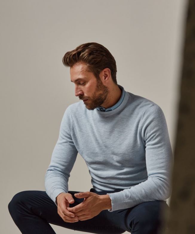 Kleidung de Profuomo Männer Rundhalsausschnitt Blau BR442239