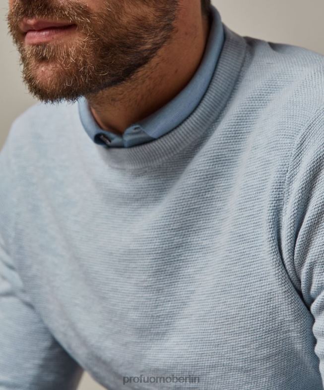 Kleidung de Profuomo Männer Rundhalsausschnitt Blau BR442239
