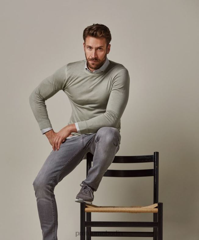 Kleidung de Profuomo Männer Rundhalsausschnitt Grün BR442314