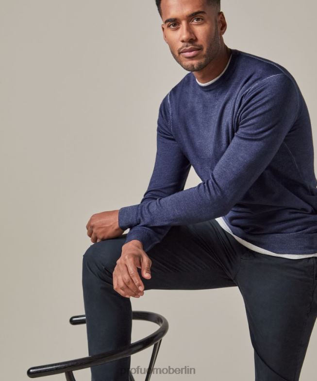 Kleidung de Profuomo Männer Rundhalsausschnitt Marine BR442241
