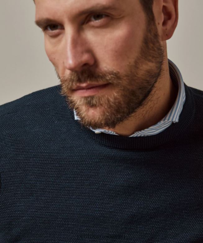 Kleidung de Profuomo Männer Rundhalsausschnitt Marine BR442308