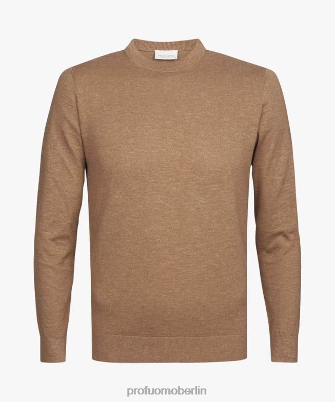 Kleidung de Profuomo Männer Rundhalsausschnitt aus Baumwoll-Leinen orange BR442227