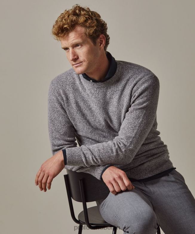 Kleidung de Profuomo Männer Rundhalsausschnitt aus Wolle Anthra BR442279