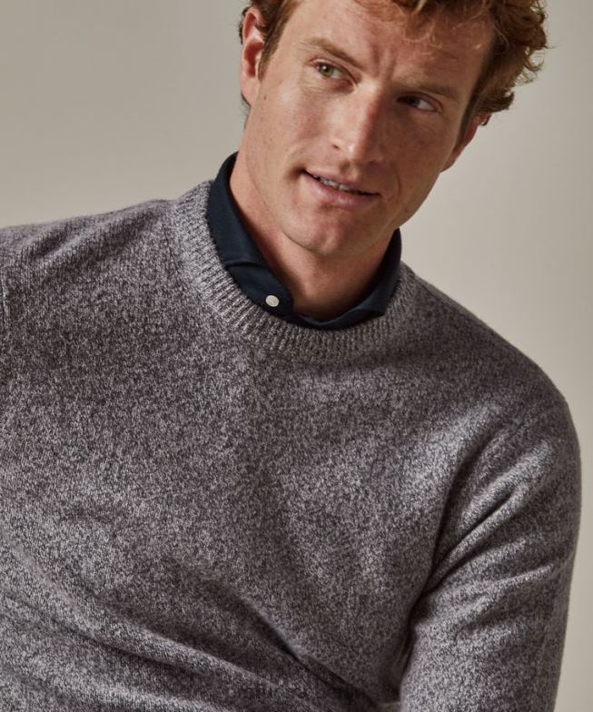 Kleidung de Profuomo Männer Rundhalsausschnitt aus Wolle Anthra BR442279