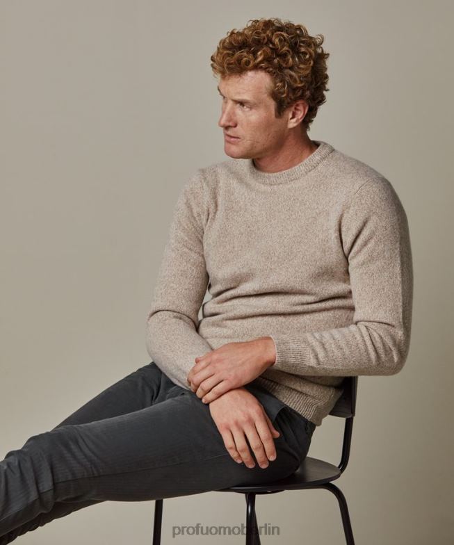Kleidung de Profuomo Männer Rundhalsausschnitt aus Wolle Beige BR442275