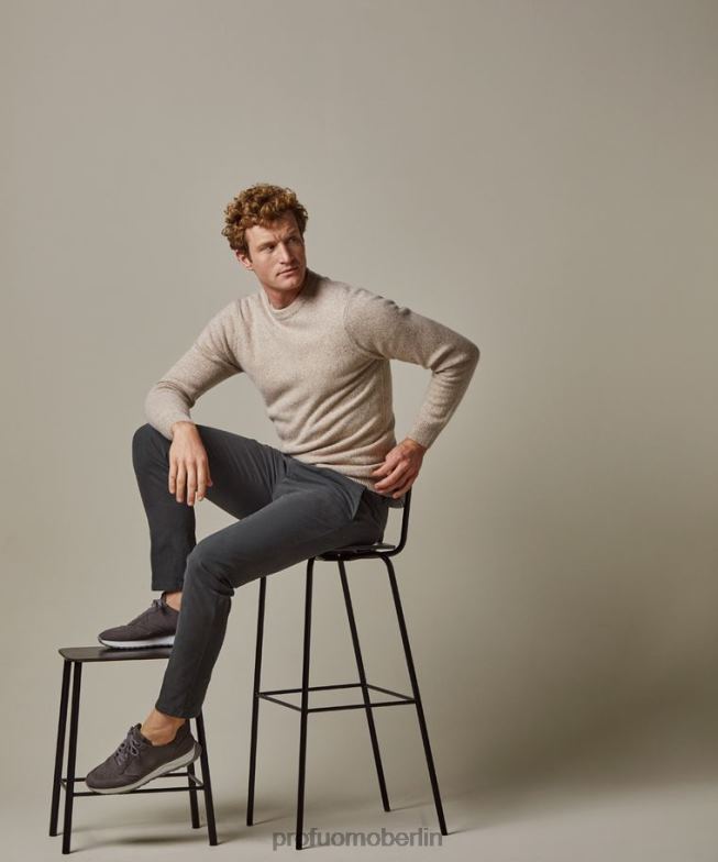 Kleidung de Profuomo Männer Rundhalsausschnitt aus Wolle Beige BR442275