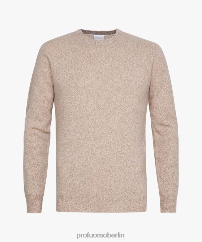 Kleidung de Profuomo Männer Rundhalsausschnitt aus Wolle Beige BR442275