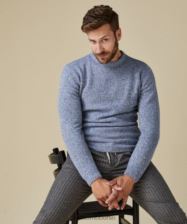 Kleidung de Profuomo Männer Rundhalsausschnitt aus Wolle Blau BR442276