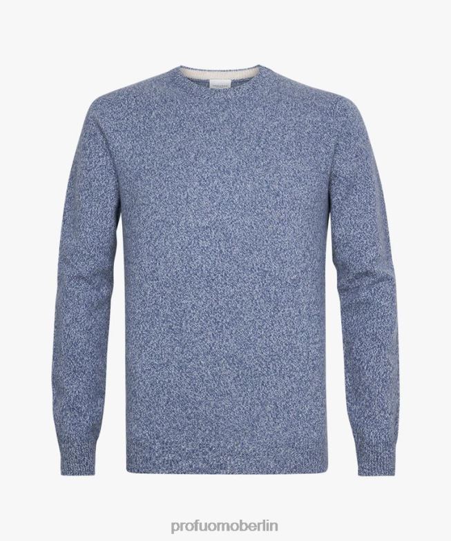 Kleidung de Profuomo Männer Rundhalsausschnitt aus Wolle Blau BR442276