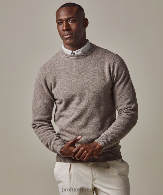 Kleidung de Profuomo Männer Rundhalsausschnitt aus Wolle braun BR442277