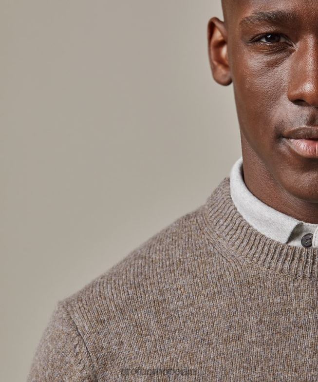 Kleidung de Profuomo Männer Rundhalsausschnitt aus Wolle braun BR442277