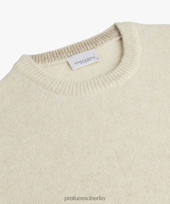 Kleidung de Profuomo Männer Rundhalsausschnitt aus Wolle cremefarben BR442278