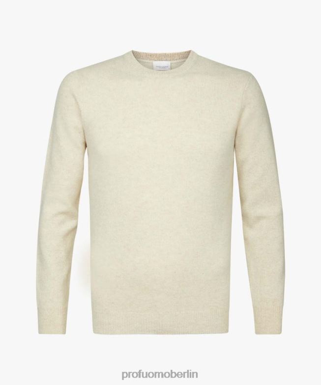 Kleidung de Profuomo Männer Rundhalsausschnitt aus Wolle cremefarben BR442278