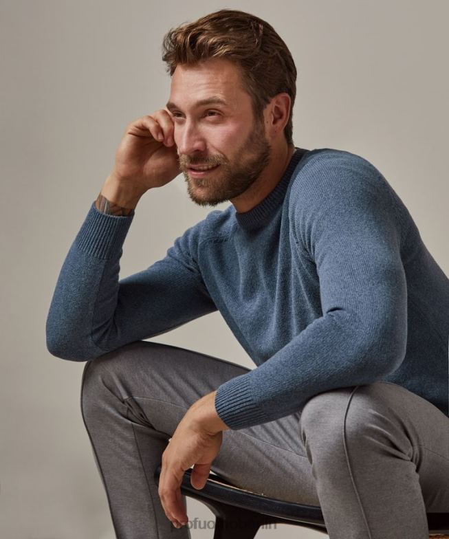 Kleidung de Profuomo Männer Rundhalsausschnitt aus recycelter Baumwolle Blau BR442229