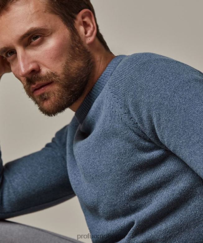 Kleidung de Profuomo Männer Rundhalsausschnitt aus recycelter Baumwolle Blau BR442229