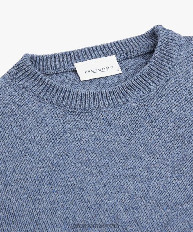 Kleidung de Profuomo Männer Rundhalsausschnitt aus recycelter Baumwolle Blau BR442229