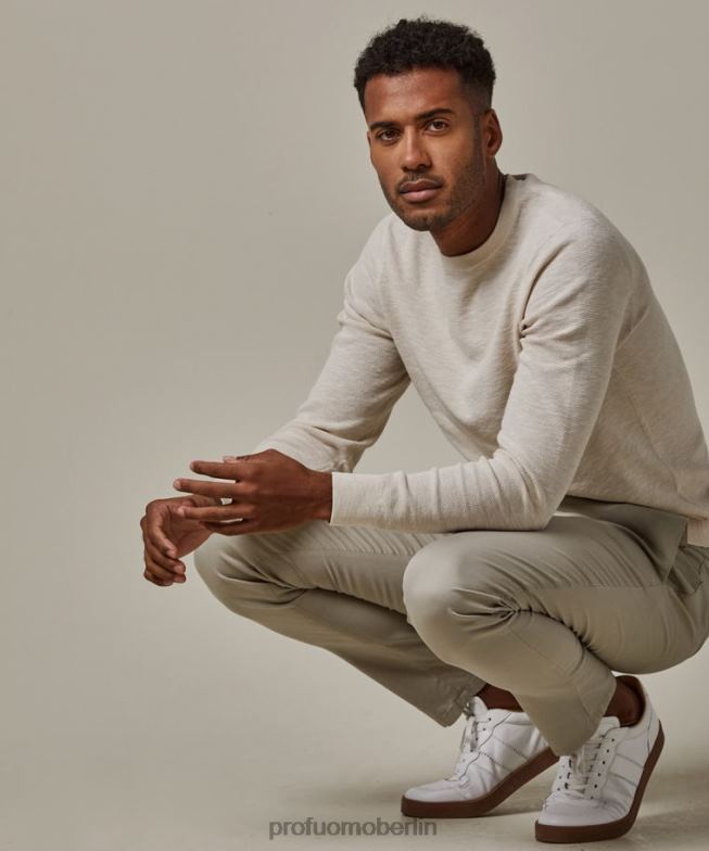 Kleidung de Profuomo Männer Rundhalsausschnitt cremefarben BR442307