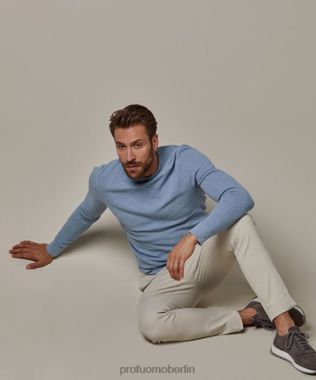Kleidung de Profuomo Männer Rundhalsausschnitt hellblau BR442306