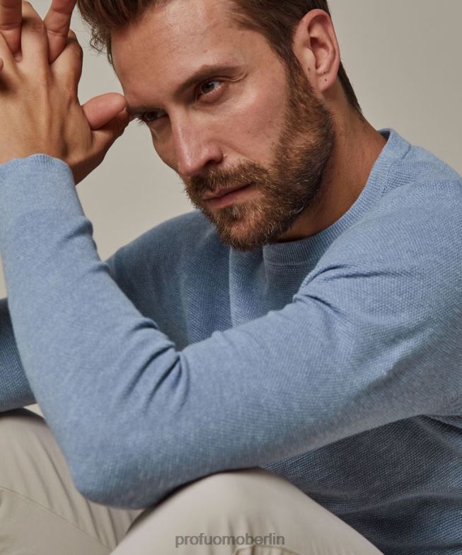 Kleidung de Profuomo Männer Rundhalsausschnitt hellblau BR442306
