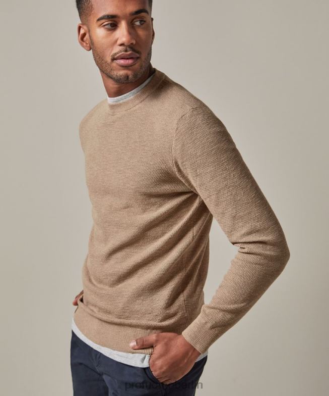 Kleidung de Profuomo Männer strukturierter Rundhalsausschnitt Beige BR442246
