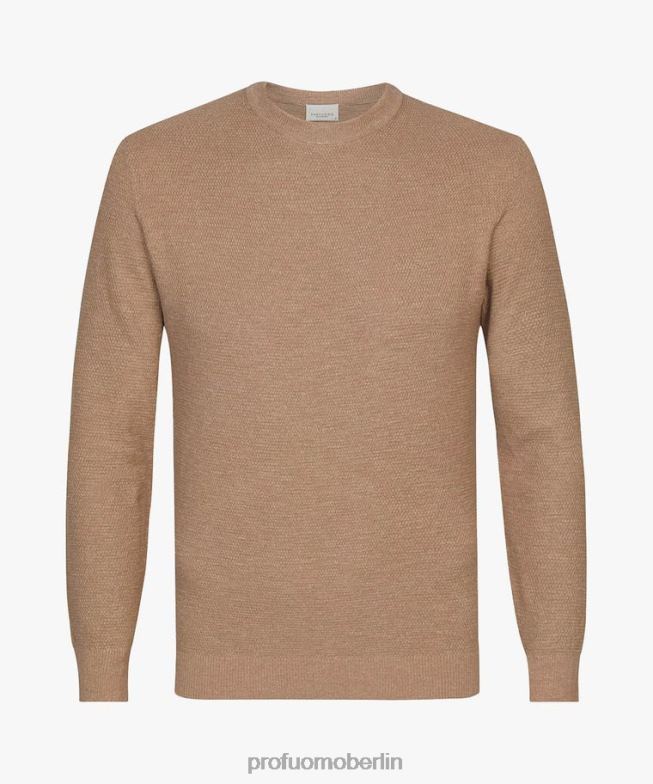 Kleidung de Profuomo Männer strukturierter Rundhalsausschnitt Beige BR442246