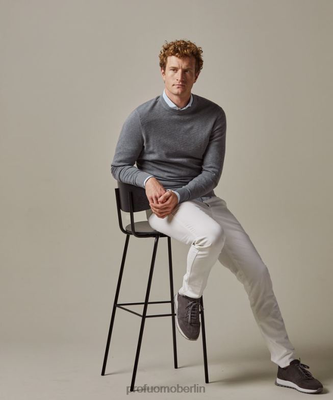 Kleidung de Profuomo Männer strukturierter Rundhalsausschnitt Grün BR442251