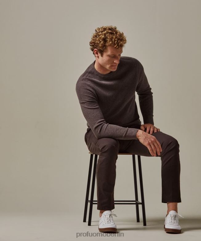 Kleidung de Profuomo Männer strukturierter Rundhalsausschnitt braun BR442247