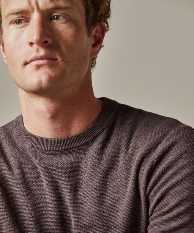 Kleidung de Profuomo Männer strukturierter Rundhalsausschnitt braun BR442247