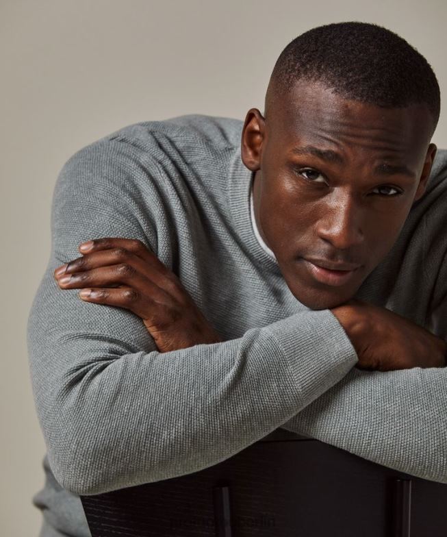 Kleidung de Profuomo Männer strukturierter Rundhalsausschnitt hellgrün BR442250