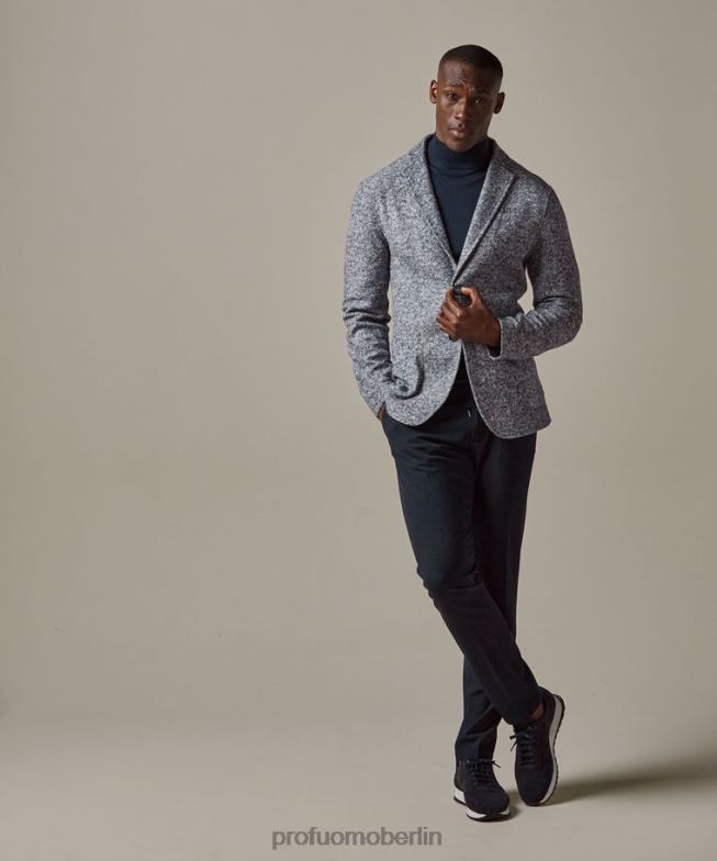 Kleidung de Profuomo Männer Melange gestrickter Rollkragenpullover Marine BR442418