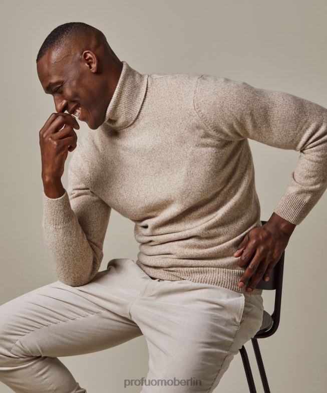 Kleidung de Profuomo Männer Rollkragenpullover aus Wolle Beige BR442285