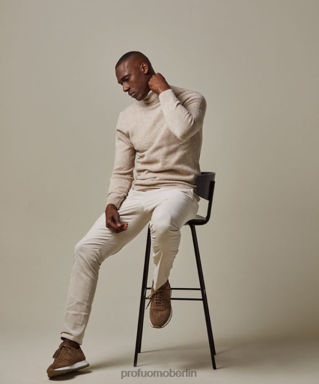 Kleidung de Profuomo Männer Rollkragenpullover aus Wolle Beige BR442285
