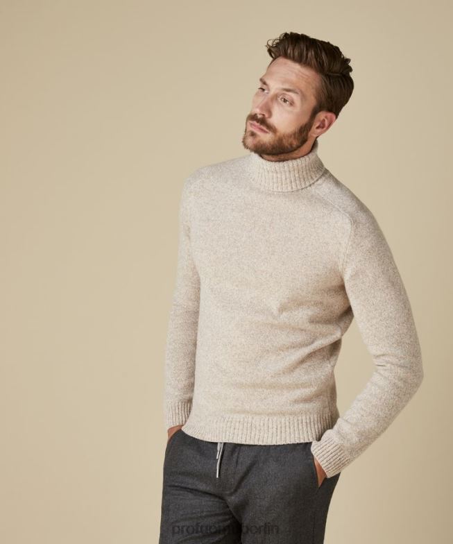 Kleidung de Profuomo Männer Rollkragenpullover aus Wolle cremefarben BR442288