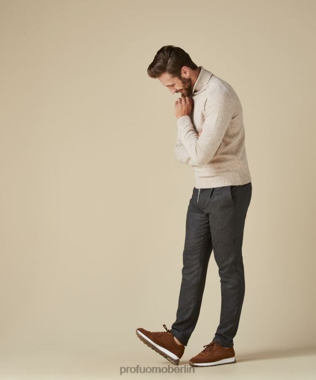 Kleidung de Profuomo Männer Rollkragenpullover aus Wolle cremefarben BR442288