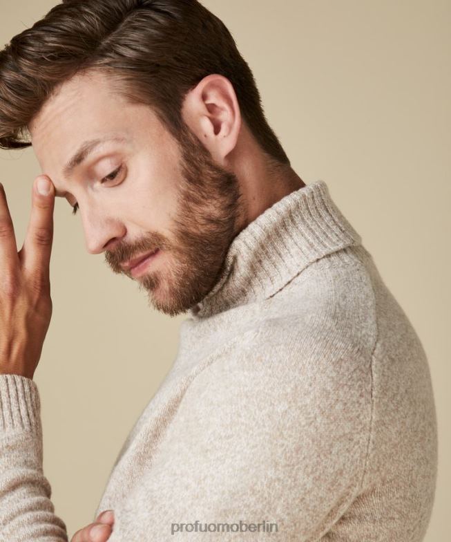 Kleidung de Profuomo Männer Rollkragenpullover aus Wolle cremefarben BR442288