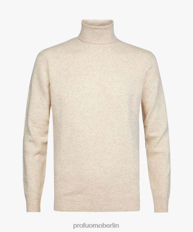 Kleidung de Profuomo Männer Rollkragenpullover aus Wolle cremefarben BR442288