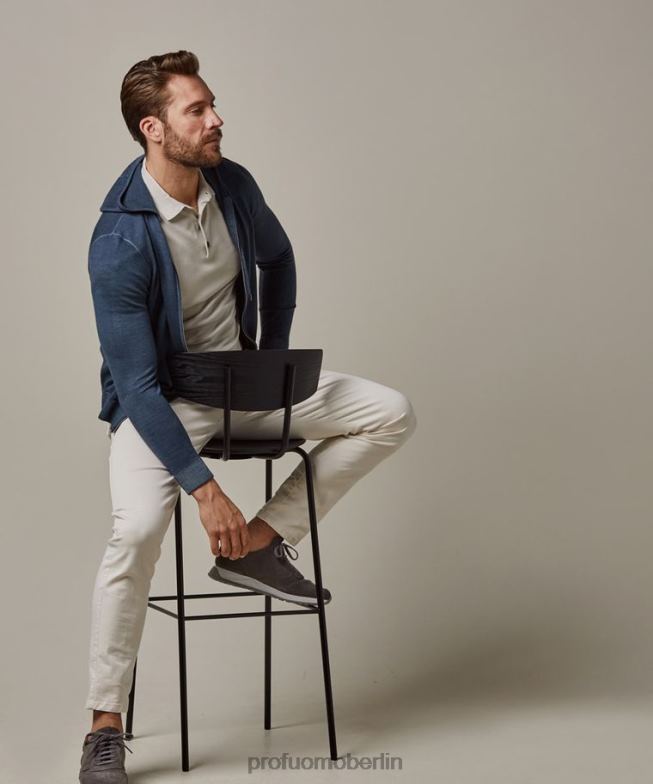 Kleidung de Profuomo Männer Kapuzenpullover mit durchgehendem Reißverschluss Marine BR442233