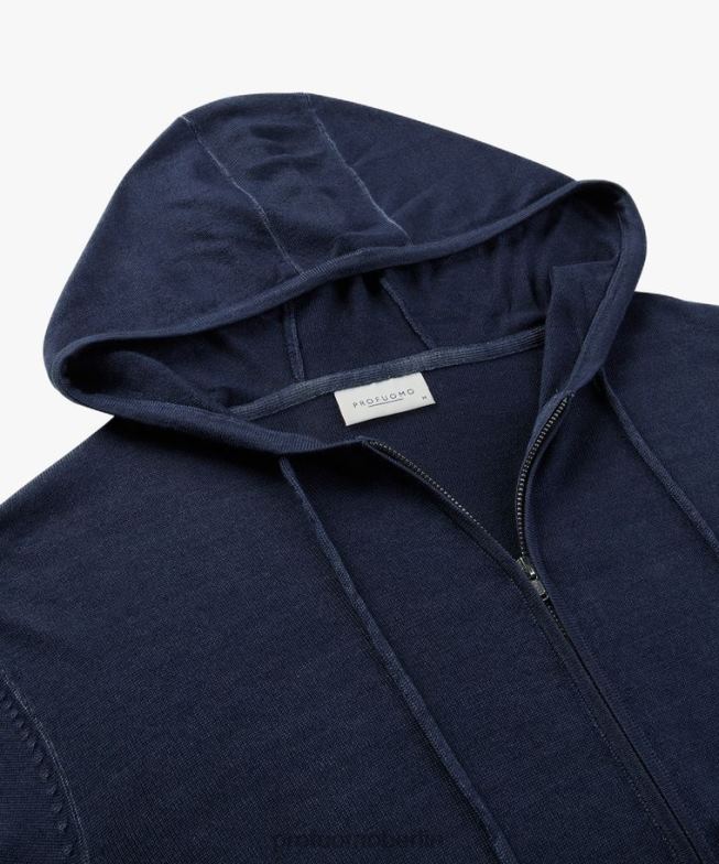 Kleidung de Profuomo Männer Kapuzenpullover mit durchgehendem Reißverschluss Marine BR442233