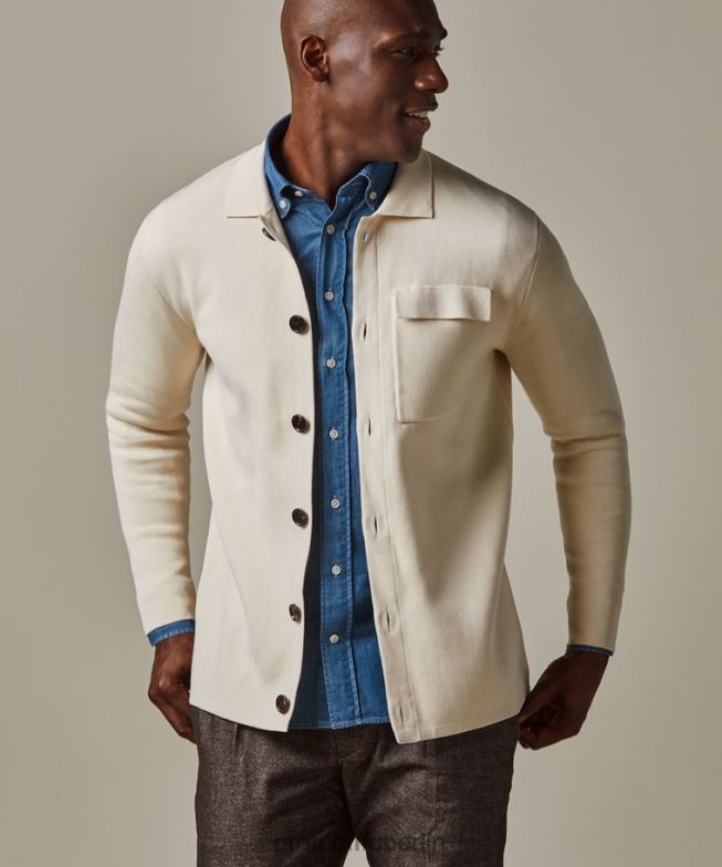 Kleidung de Profuomo Männer Luxus-Cardigan cremefarben BR442274
