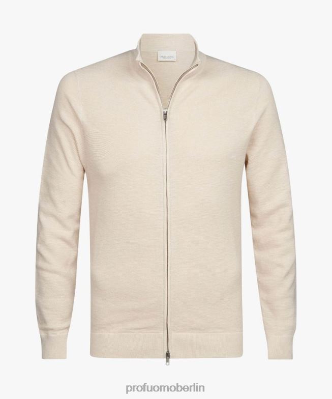 Kleidung de Profuomo Männer Strickjacke mit Reißverschluss cremefarben BR442311