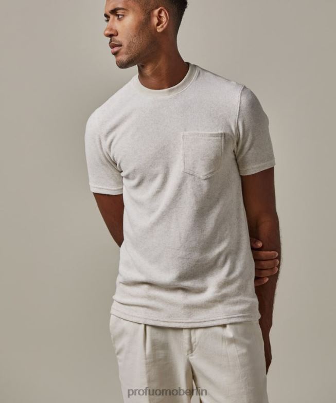 Kleidung de Profuomo Männer Frottee-T-Shirt Beige BR442218