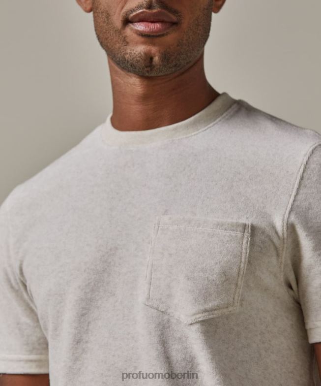 Kleidung de Profuomo Männer Frottee-T-Shirt Beige BR442218