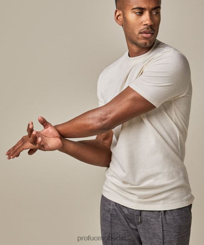 Kleidung de Profuomo Männer Melange-T-Shirt Beige BR442219