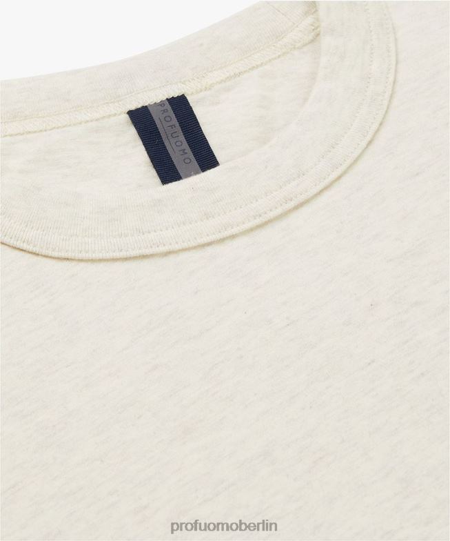 Kleidung de Profuomo Männer Melange-T-Shirt Beige BR442219