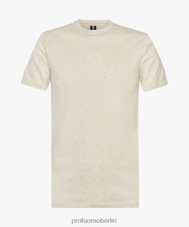 Kleidung de Profuomo Männer Melange-T-Shirt Beige BR442219