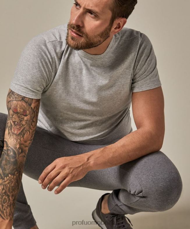 Kleidung de Profuomo Männer Melange-T-Shirt grau BR442216