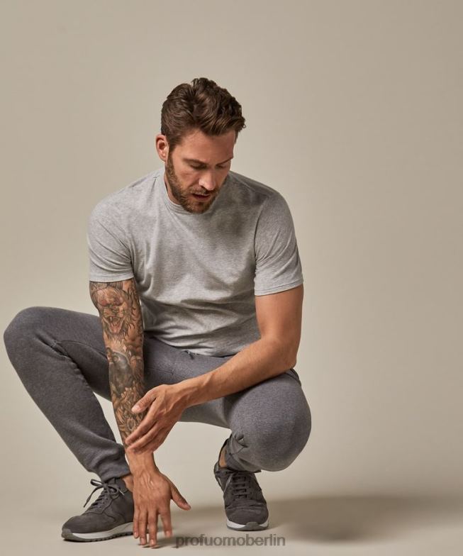 Kleidung de Profuomo Männer Melange-T-Shirt grau BR442216