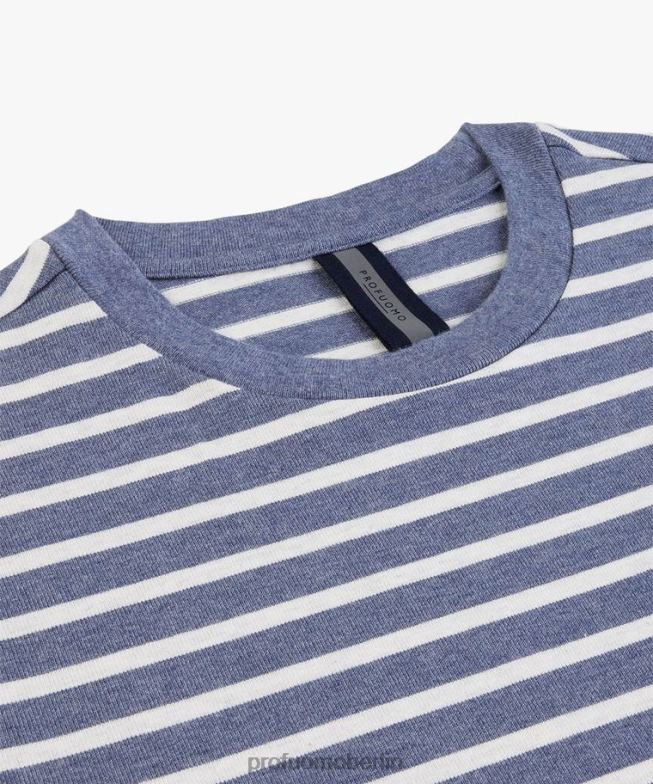 Kleidung de Profuomo Männer gestreiftes T-Shirt Blau BR442217