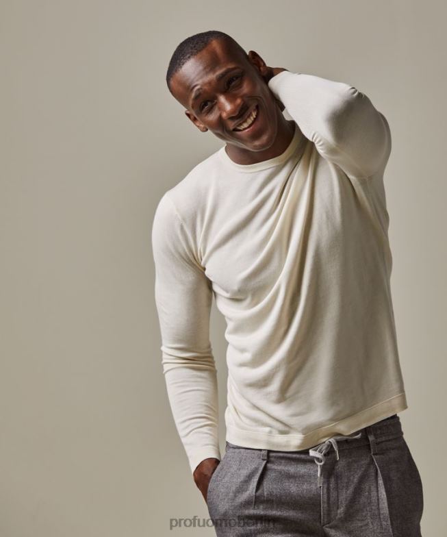 Kleidung de Profuomo Männer Luxus-Longsleeve cremefarben BR442245